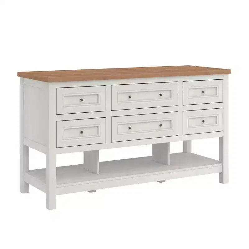 Walker Edison Free-Standing Kitchen Island with 6 Drawers