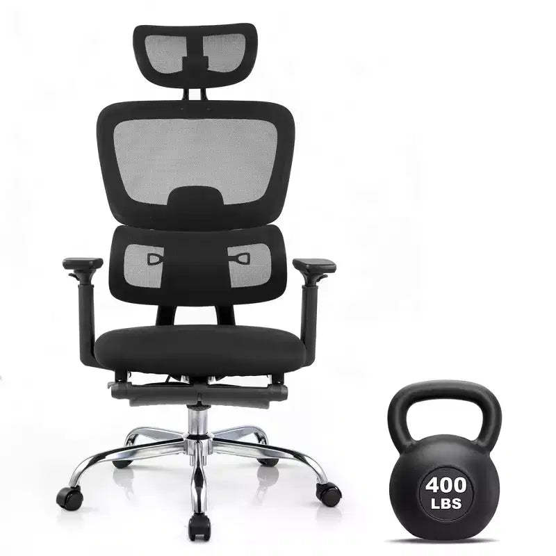 Ergonomic Mesh Office Chair, Adjustable Lumbar High Back Desk Chair 300lbs, 4D Flip-Up Arms, 3-Level Tilt Backrest, 3D Headrest, PU Wheels