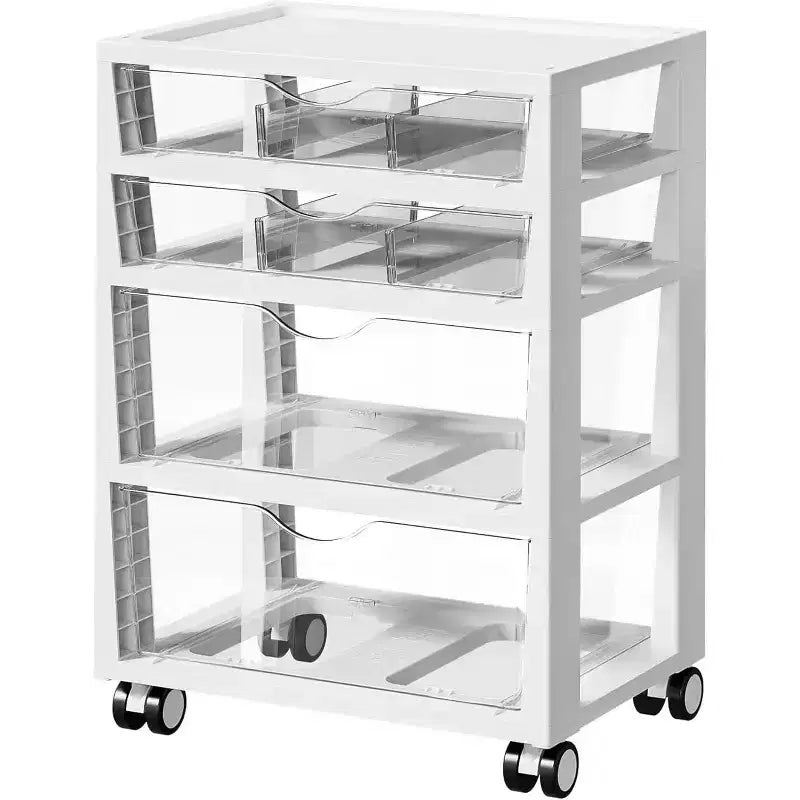 Vtopmart 4-Tier Plastic Drawer Storage Rolling Cart with Wheels, for Art Crafts Supplies, Home Office Supplies, Toys, Under Desk Storage