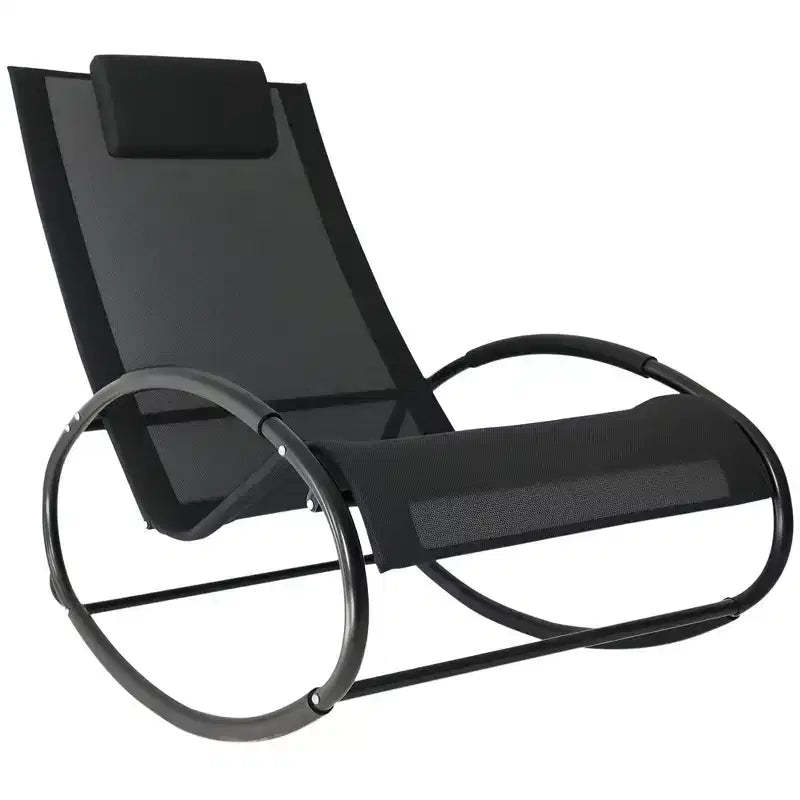 Zero Gravity Rocking Lounge Chair Patio Pool Chaise Recliner with Removable Pillow