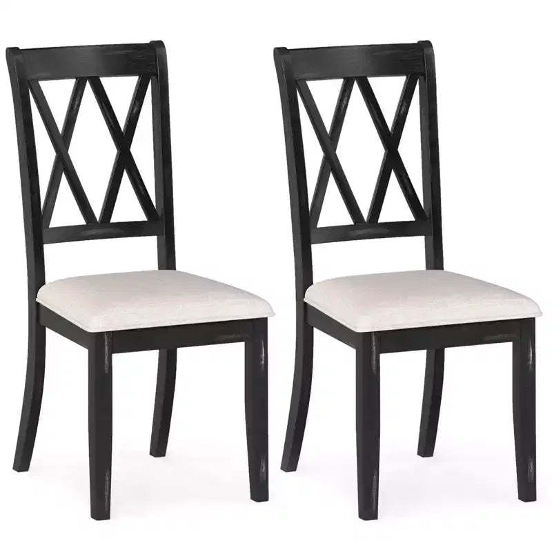 Costway 2/4 PCS Farmhouse Dining Chairs Modern Kitchen Chairs with Elegant Hollowed backrest