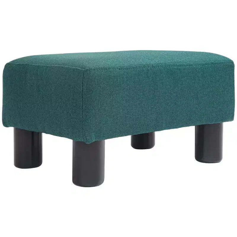 Small Cube Ottoman Foot Stool with Linen Fabric Upholstery - Green