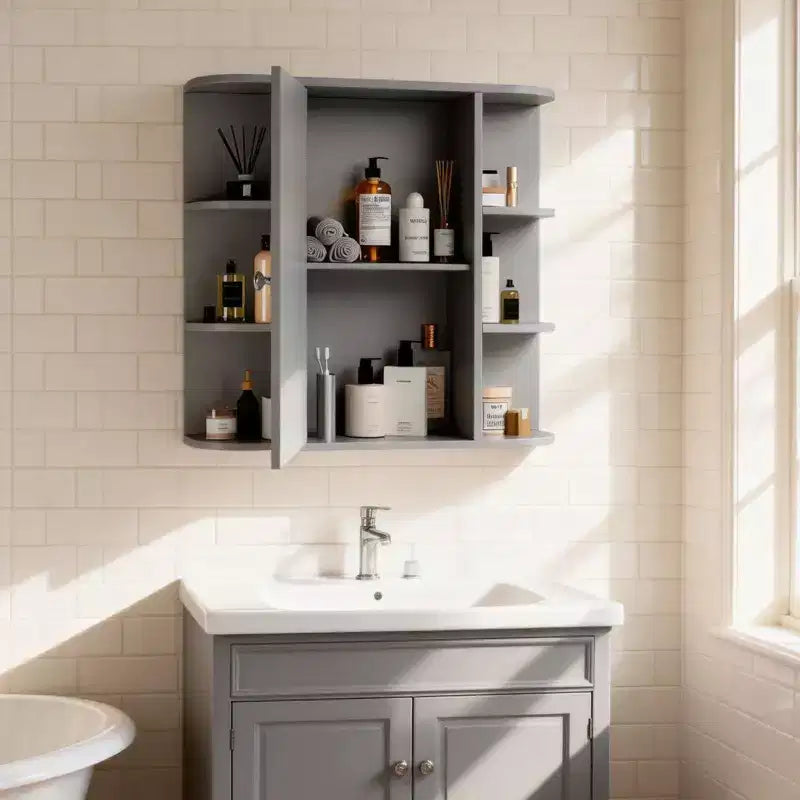 Bathroom Wall Cabinet with Mirror Door and 3 Shelves