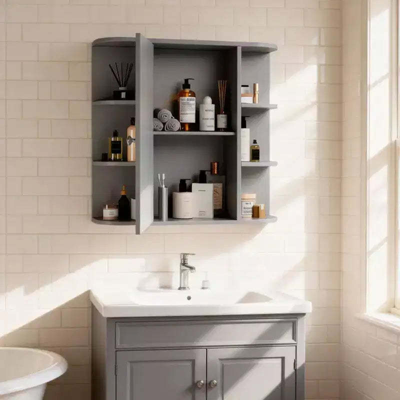 Bathroom Wall Cabinet with Mirror Door and 3 Shelves