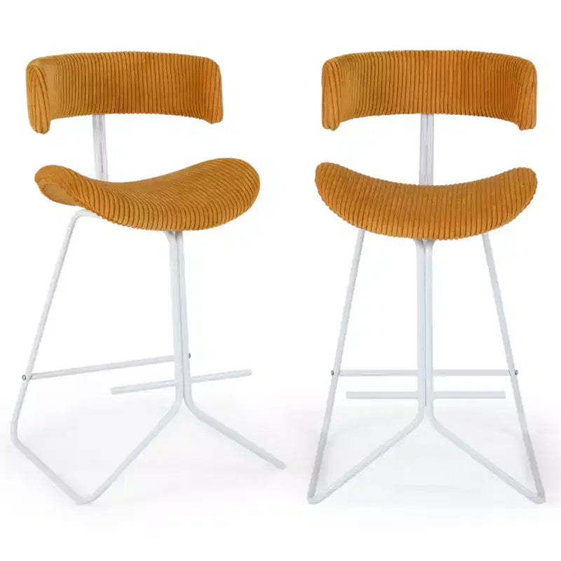 Costway Counter Height Stools Set of 2 with Curved Back, Padded Seat, Metal Legs, Footrest