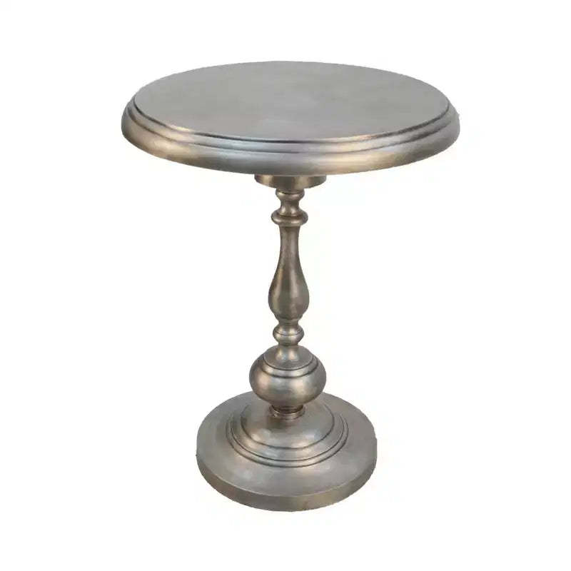 HomeRoots 24 Antique Nickle Metal Round End Table