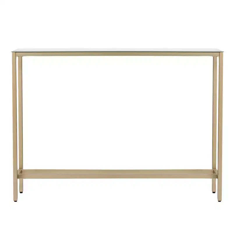 HomeRoots 36 Silver and Gold Mirrored Glass Console Table