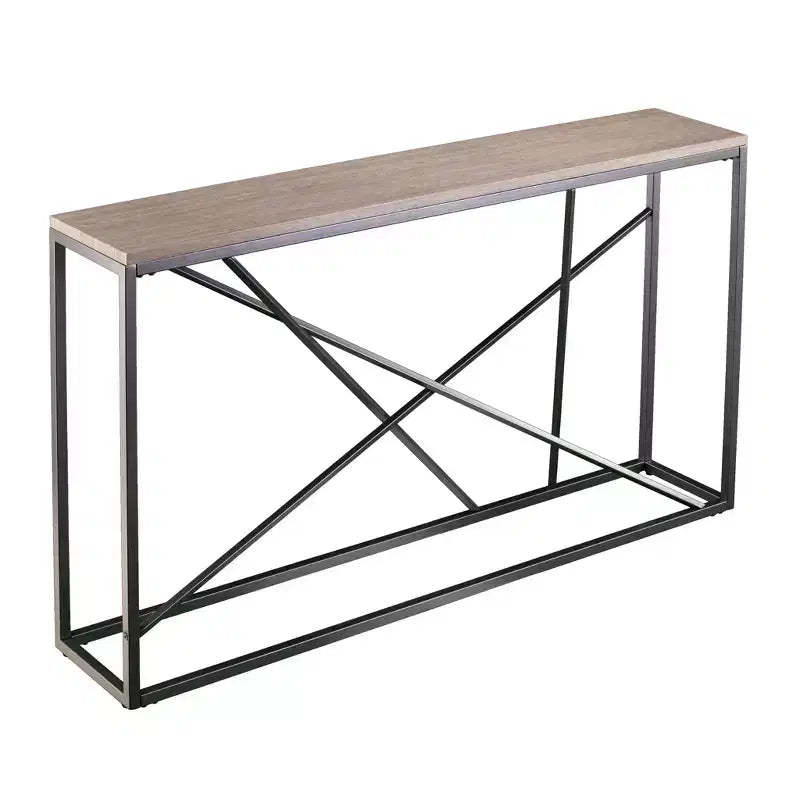 HomeRoots 52 Taupe and Gray Faux Stone Frame Console Table