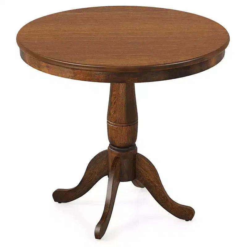 Costway 32 Round Pedestal Dining Table Kitchen Dining Room Walnut