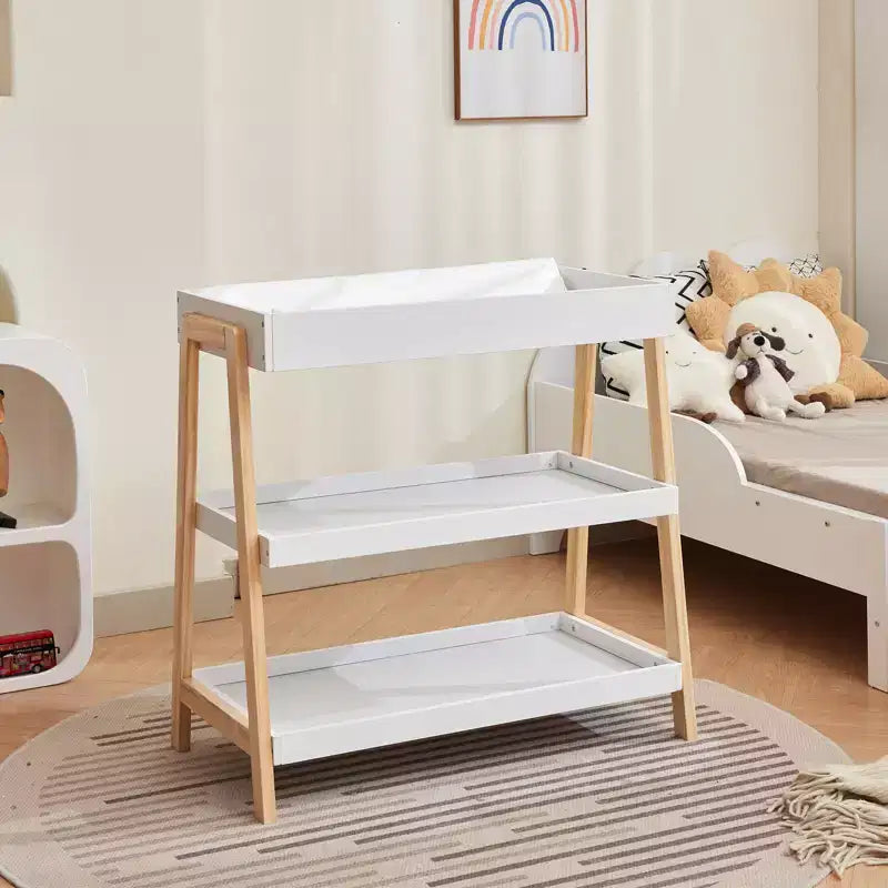 Modern Portable Baby Changing Station  Compact Diaper Changing Table with Waterproof Pad & 2 Storage Shelves for Newborns & Infants.