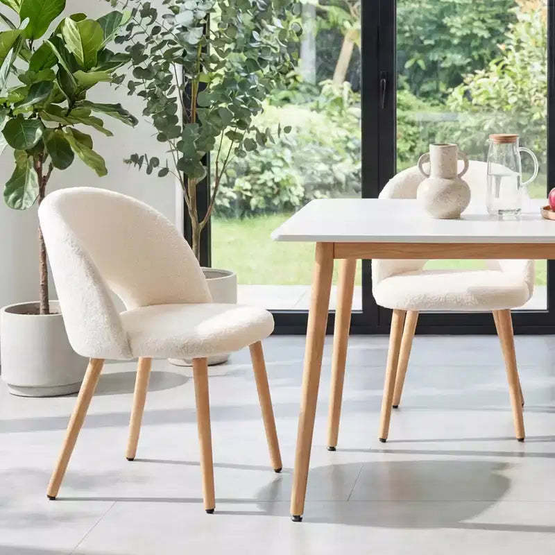 GDFStudio Winwin Modern Teddy Velvet Upholstered Dining Chairs with Beech Legs (Set of 2)