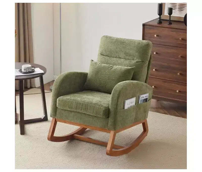 Karl Home Upholstered Green Rocking Chair