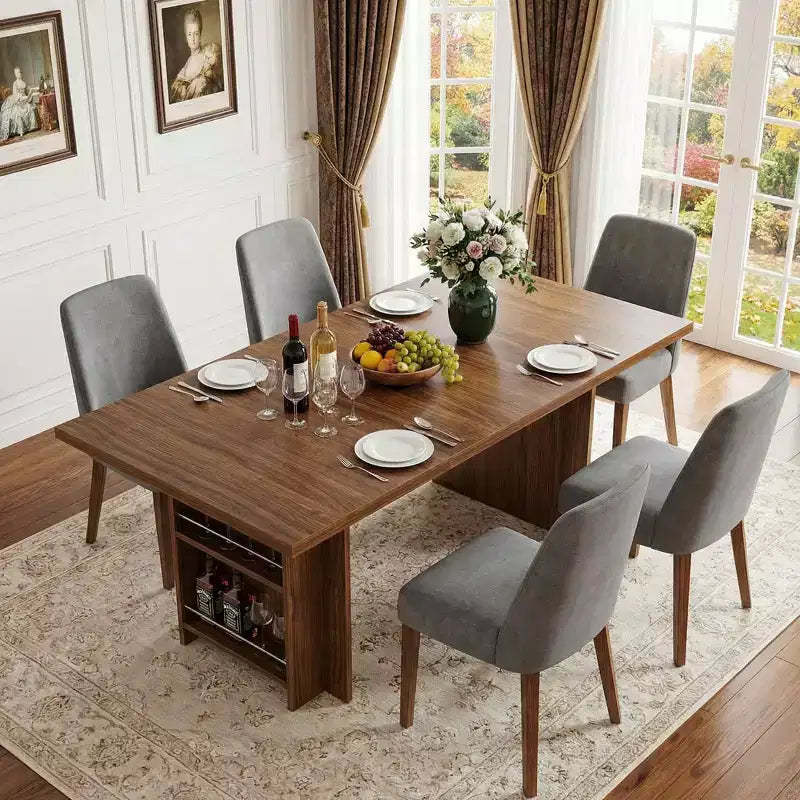 MAYEERTY 62.99 6-8 Person Farmhouse Dining Table, Multi-Use Modern Kitchen & Office Table