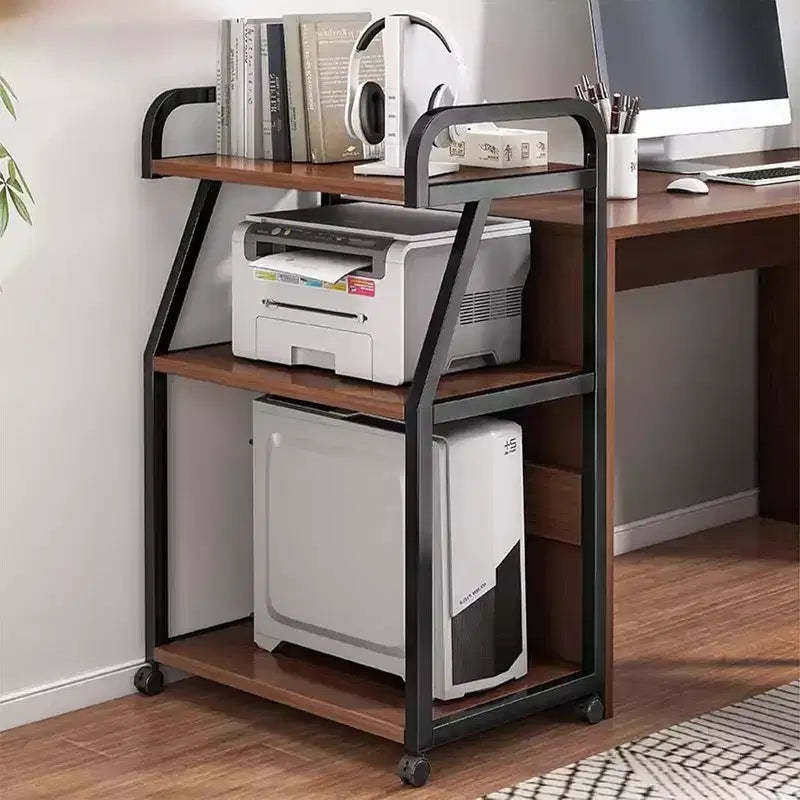 3 Tier Printer Stand, Printer Table with Storage Shelf, Rolling Printer Cart with Wheels, Heat Press Stand for Office