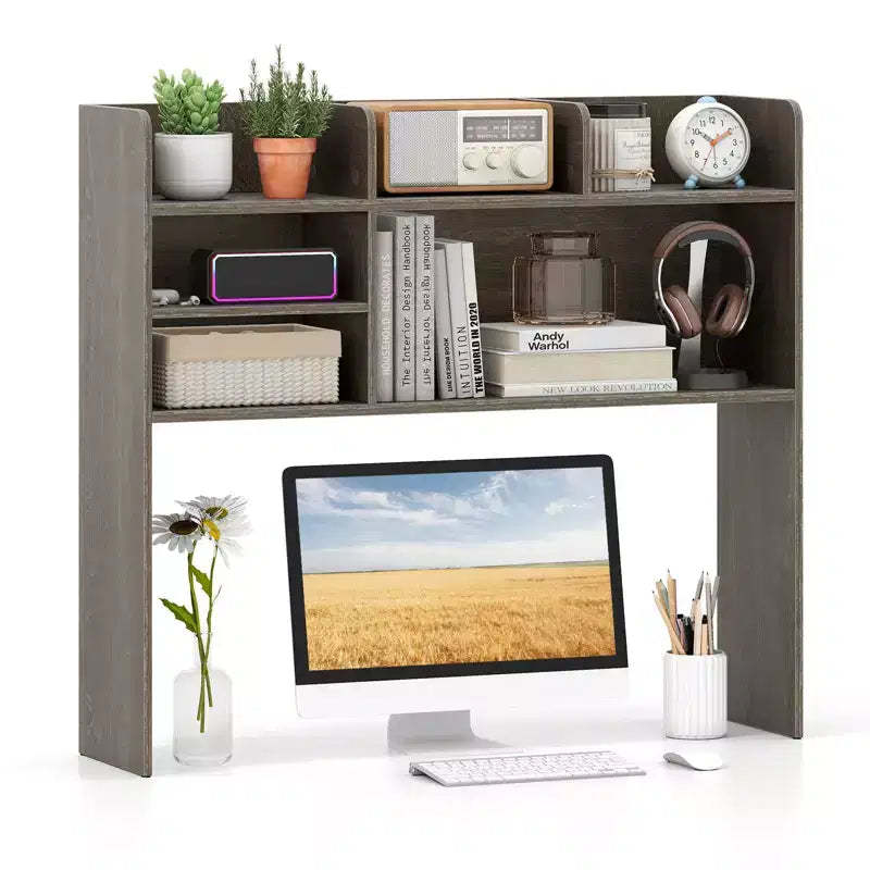 Costway 3-Tier Desktop Bookshelf w/ 6 Shelves Desk Organizer for Computer Desk