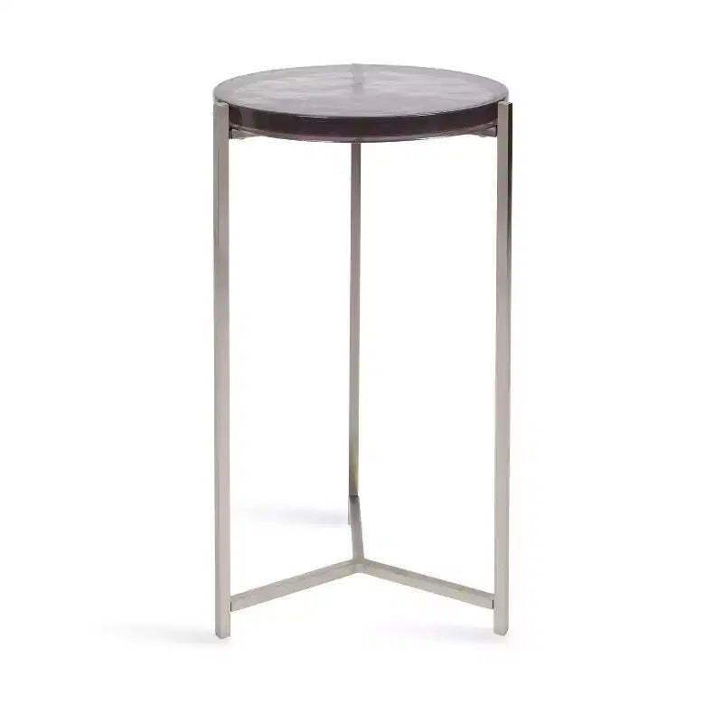 Kate and Laurel Aguilar Glass and Metal Side Table, Gray and Silver, 13x13x24