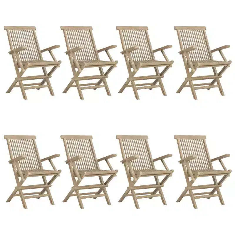 vidaXL Folding Garden Chair Set of 4 Solid teak wood Standard