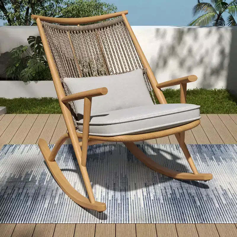 Outdoor Rocking Chair Patio Accent Chair Leisure Chair with Sturdy Rust-Resistant Iron Frame & Cushion - ModernLuxe