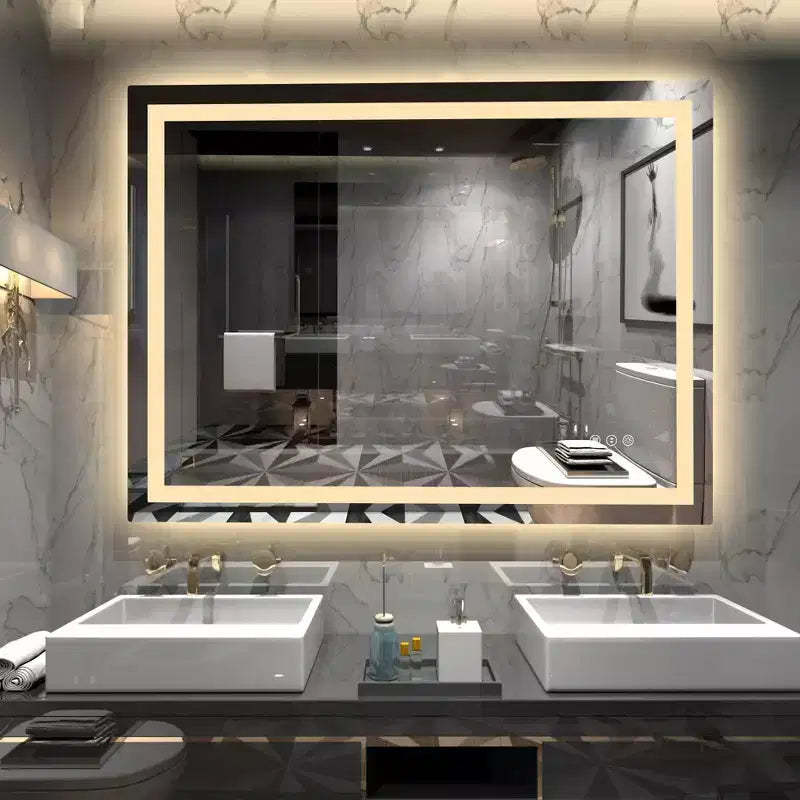 SUMERAIN 40x30 Wall Bathroom Mirror Memory Function Fog-Free ETL 90CRI Vanity Mirror Tempered Glass