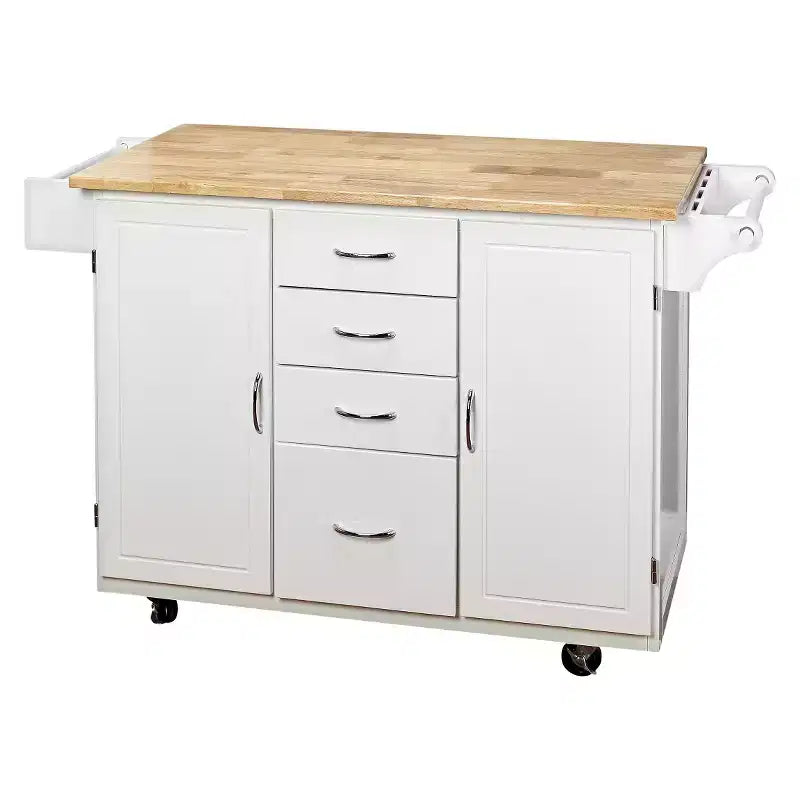 Buylateral Cottage Country Wood Top Kitchen Cart