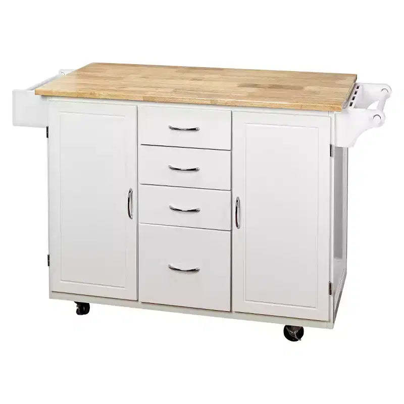 Buylateral Cottage Country Wood Top Kitchen Cart