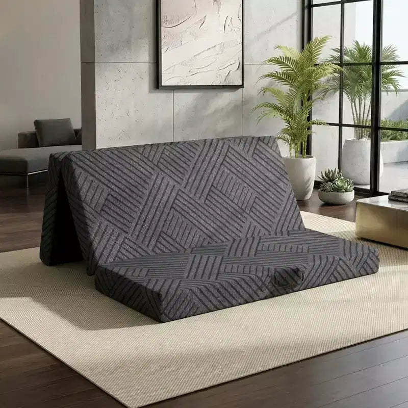 Dyonery 6 Inch Tri-Fold Memory Foam Mattress with Washable Cover/Storage Bag/Handle, Grey Foldable Mattress for Guest Bed/Dorm/Camping