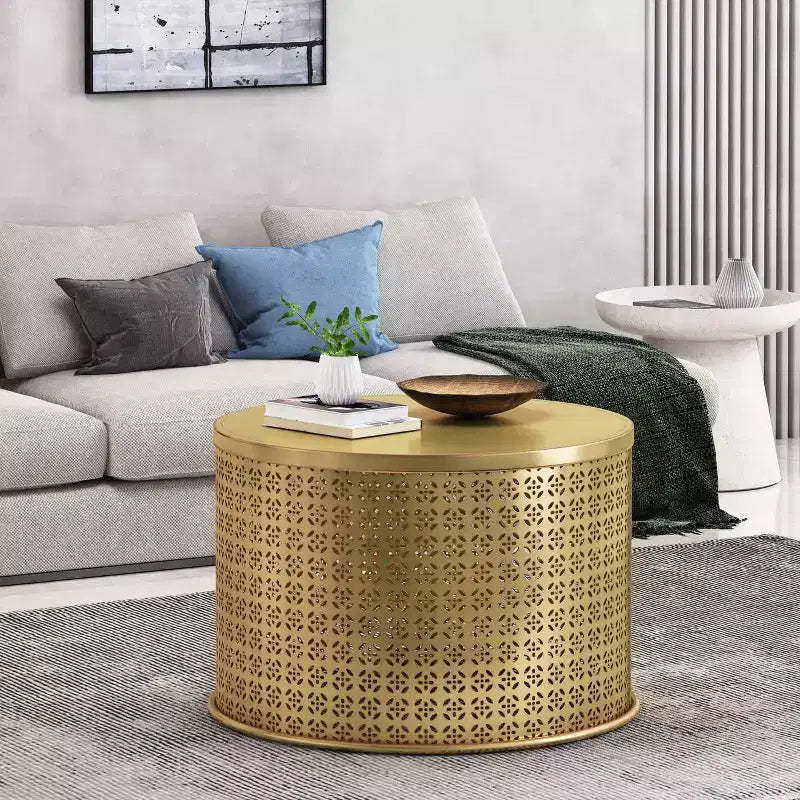 Christopher Knight Home Aria Modern Iron Round Drum Accent Coffee Tab
