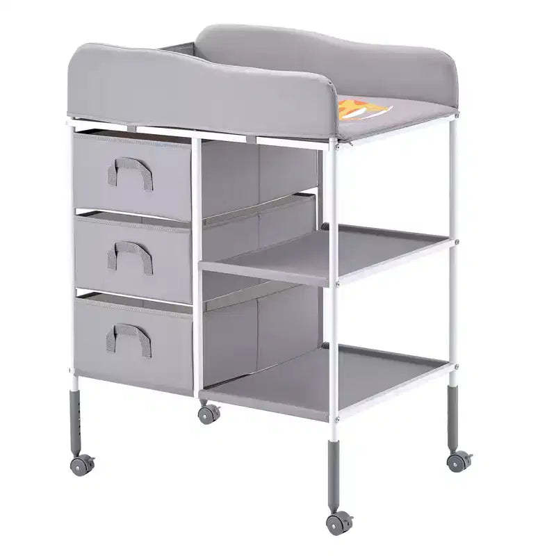 Baby Changing Table Portable Diaper Change Station with 3 Drawers Wheels Heavy Duty