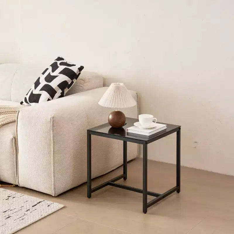 Black MDF Nightstand with Metal Legs, Modern Side Table for Bedroom