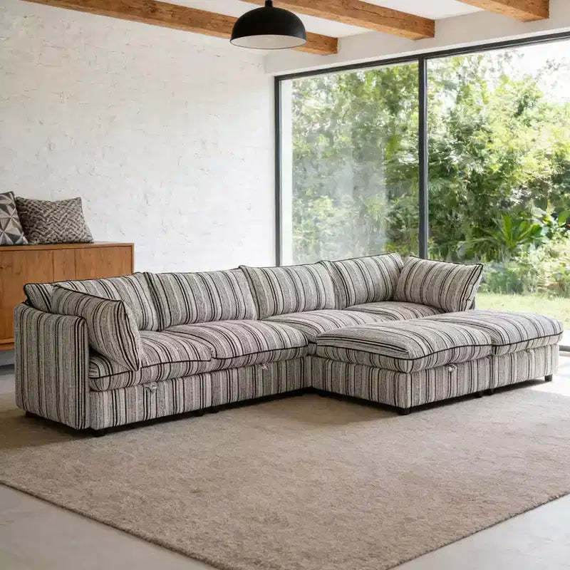 GDFStudio Jeju Modular 6 Piece Upholstered Storage 125'' U Sectional Sofa