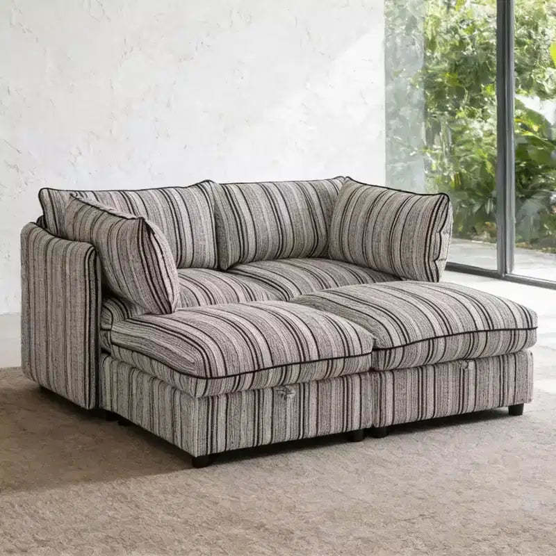 GDFStudio Jeju Modular Upholstered Storage 60'' Loveseat with Two Ottomans