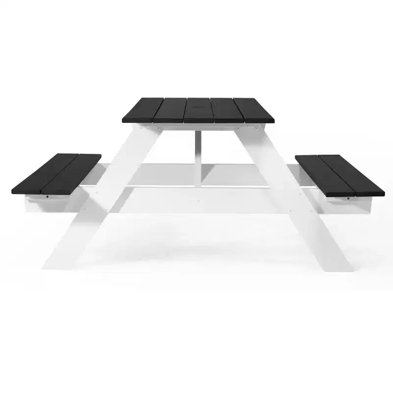 WestinTrends Outdoor 70 HDPE Plastic Picnic Table Bench With Umbrella Hole, Black