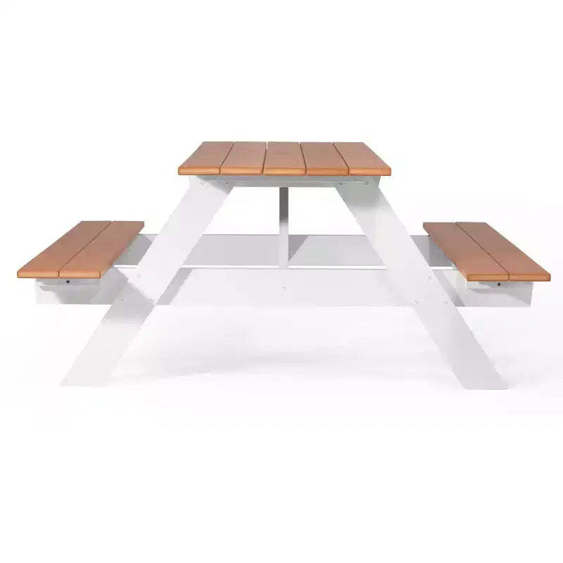 WestinTrends Outdoor 70 HDPE Plastic Picnic Table Bench With Umbrella Hole, Teak