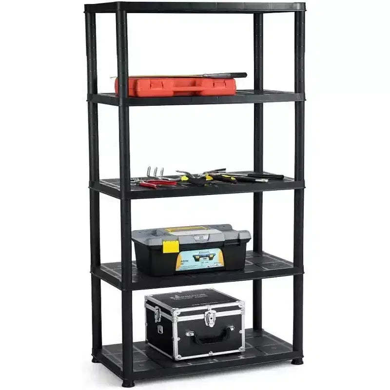 Gymax 1/2PC 5-Tier Freestanding Heavy Duty Storage Shelf Rack for Indoor & Outdoor Use Black