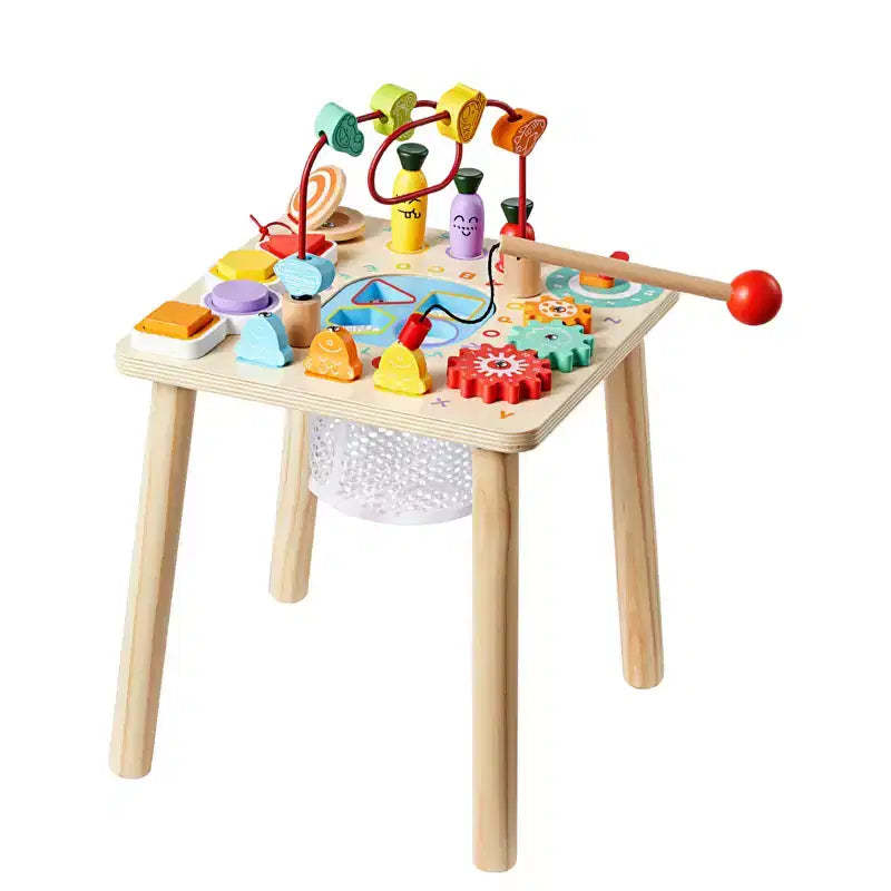 VEVOR Montessori Activity Table for Toddler 1-3 Years Old,8 in 1 Wooden Learn Activity Desk,Baby Play Table for Boys & Girls Aged 6+ Months,Multicolor