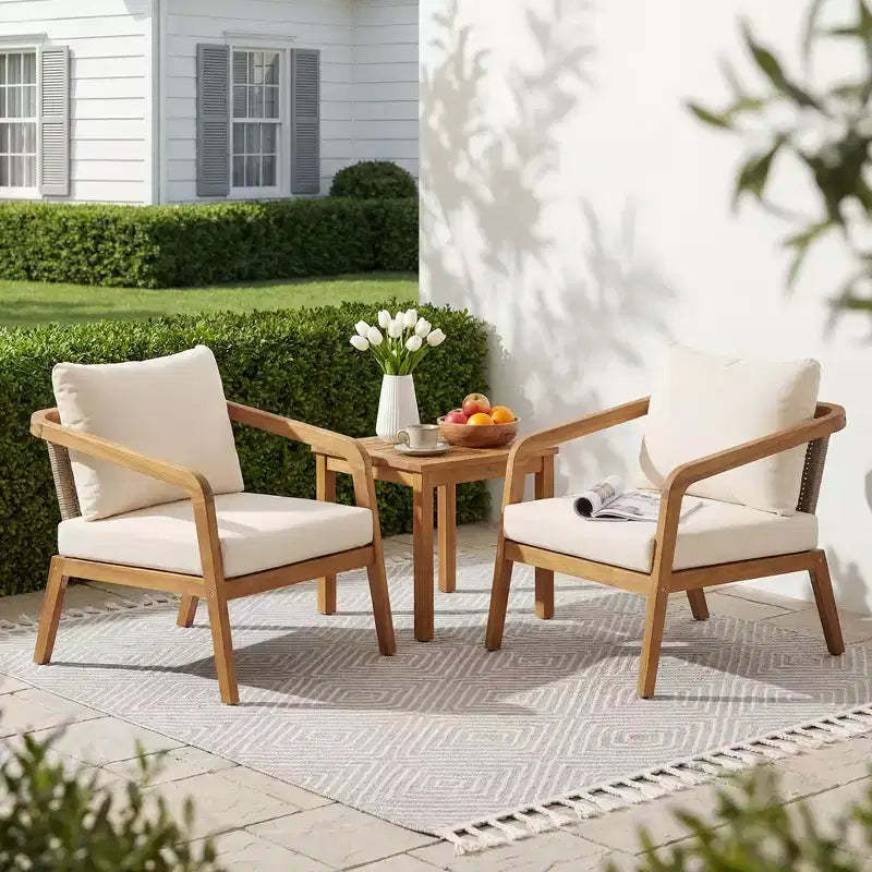 Christopher Knight Home Ethan Patio Modern Acacia Wood and PE Wicker Accent Club Chair with Cushions