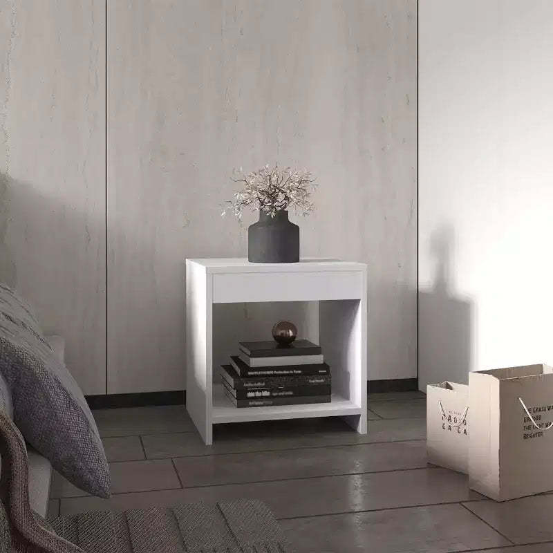 Designed for everyday convenience, this Chroma 16.5 Tall Minimalistic Nightstand with open shelf offers a modern look with functional storage,.
