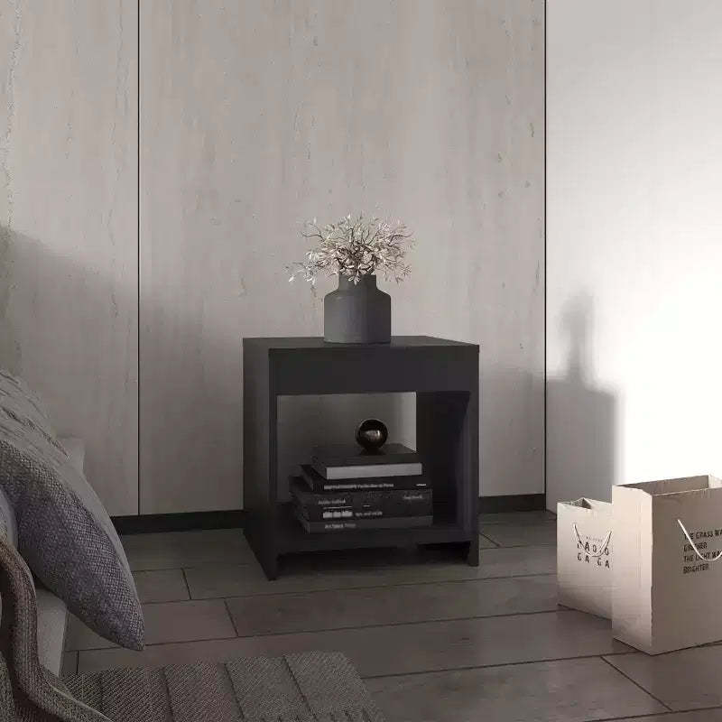 With a clean modern design, this Chroma 16.5 Tall Minimalistic Nightstand with open shelf provides practical storage and a sturdy structure,.