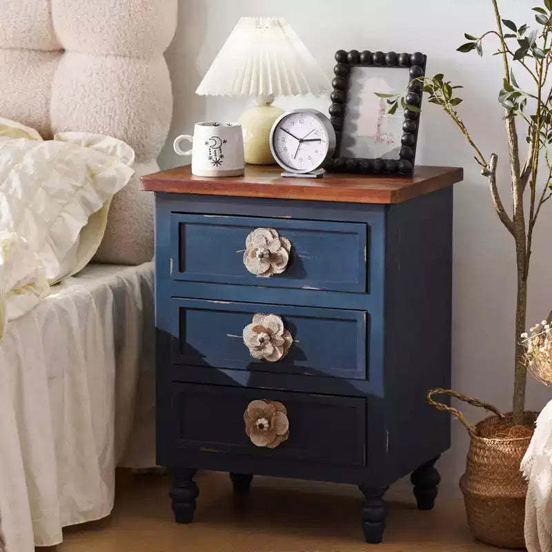 Vintage Farmhouse End Rustic Farmhouse 3 Drawer Nightstand for Bedroom Living Room