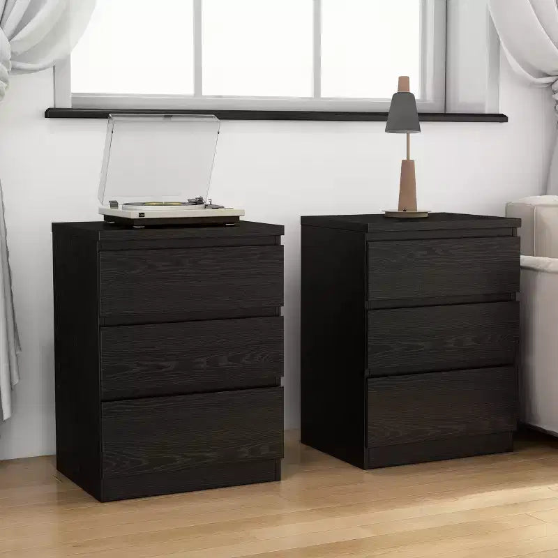 Stylish Functional 3 Drawer Nightstand for Bedroom Living Room
