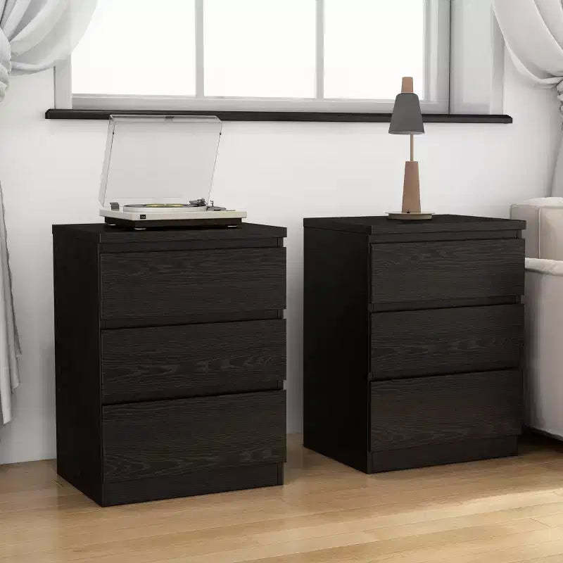 Stylish Functional 3 Drawer Nightstand for Bedroom Living Room