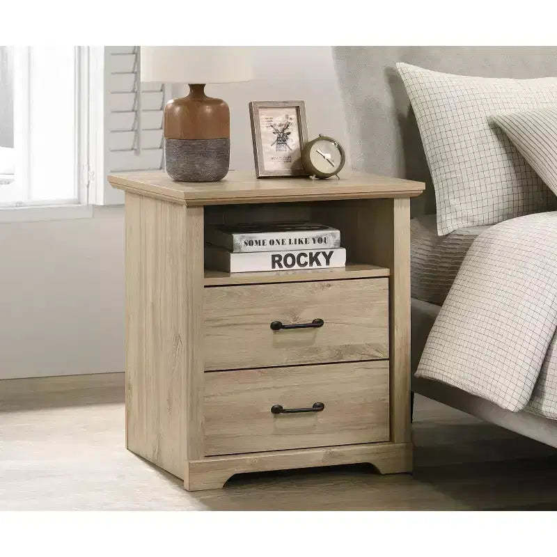USB Charging 2 Drawer Nightstand for Bedroom Living Room