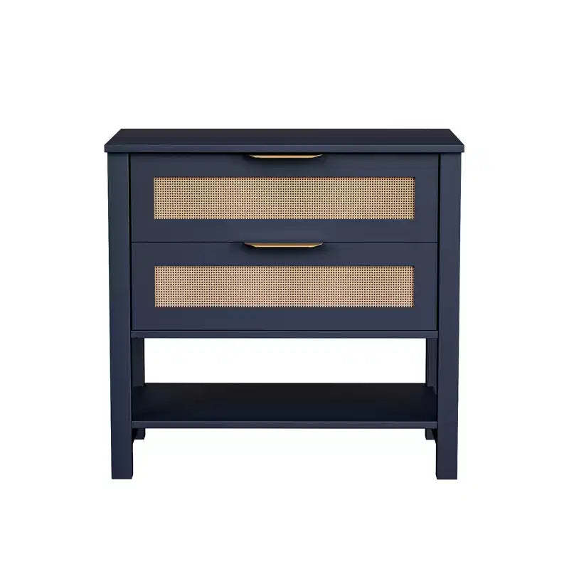 Rattan Boho Rattan 2 Drawer Nightstand for Bedroom Living Room