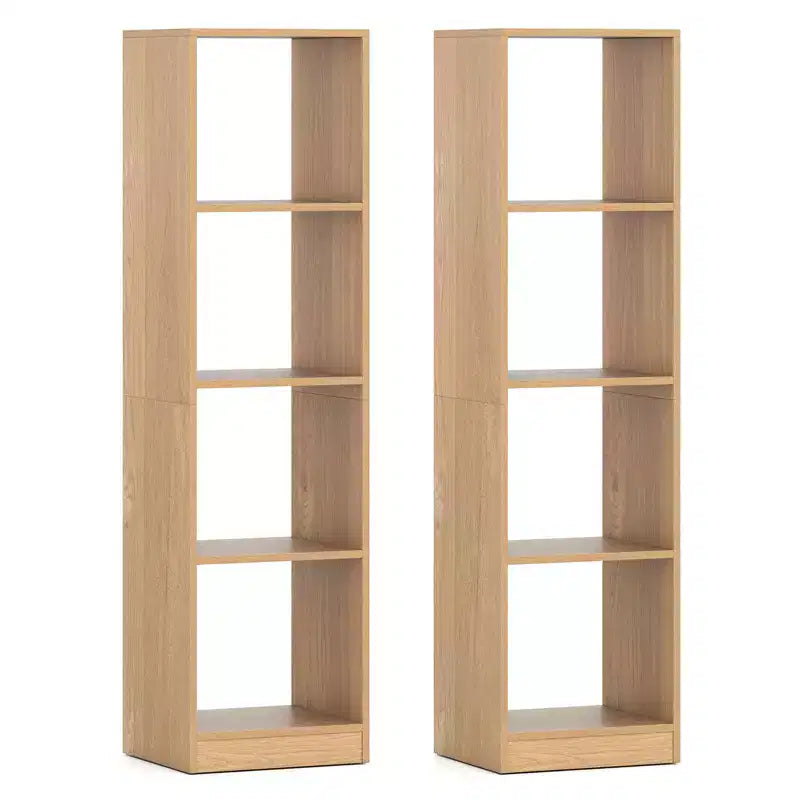 Costway 2PCS 5-Tier Bookshelf Corner Bookcase Storage Display Organizer w/ 4 Cubes