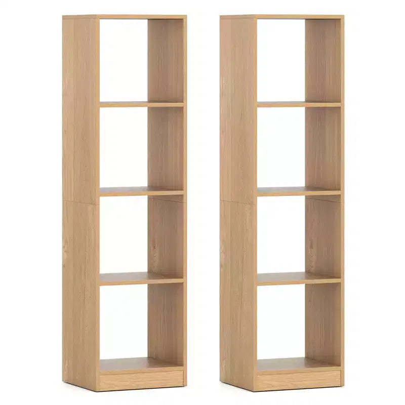 Costway 2PCS 5-Tier Bookshelf Corner Bookcase Storage Display Organizer w/ 4 Cubes
