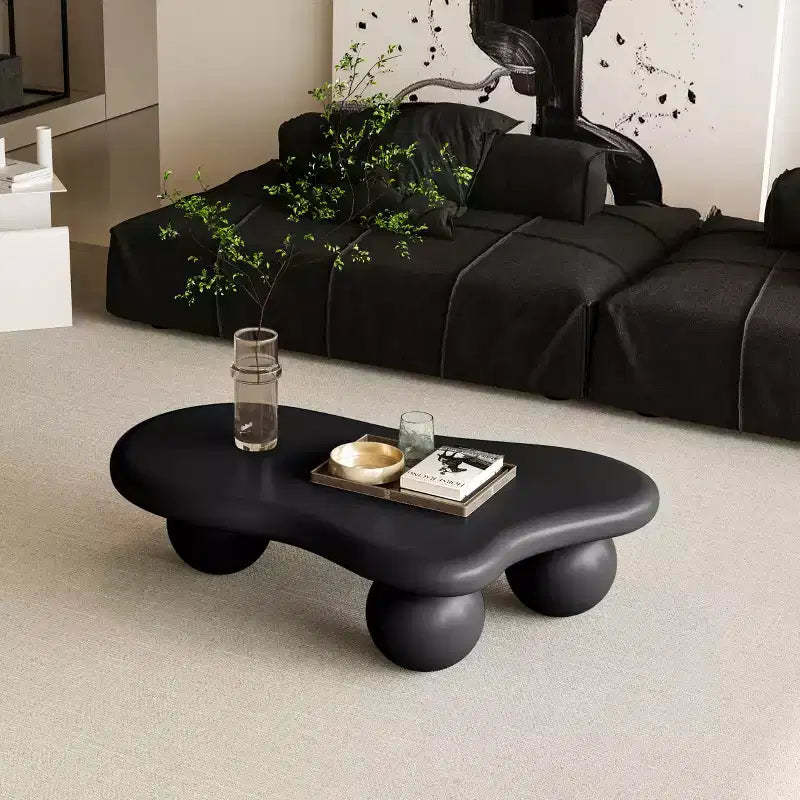 40 Cloud Coffee Table with Ball Legs, Modern Irregular Center Table for Living Room, Black