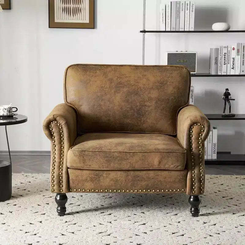Karl Home |Classical Single Sofa Accent Chair In Rust