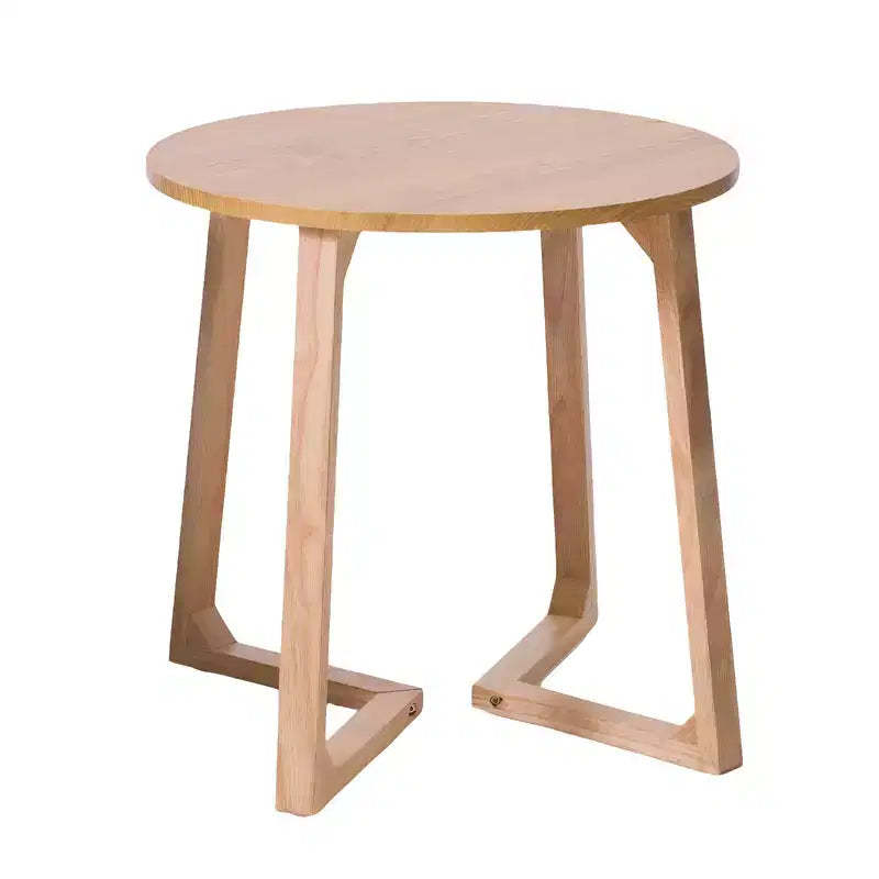 Fun little toys brand 24 Round End Table, Mid Century Modern Solid Wood Sofa Side Table with V-Shaped Legs, Small Coffee Table for Small Space