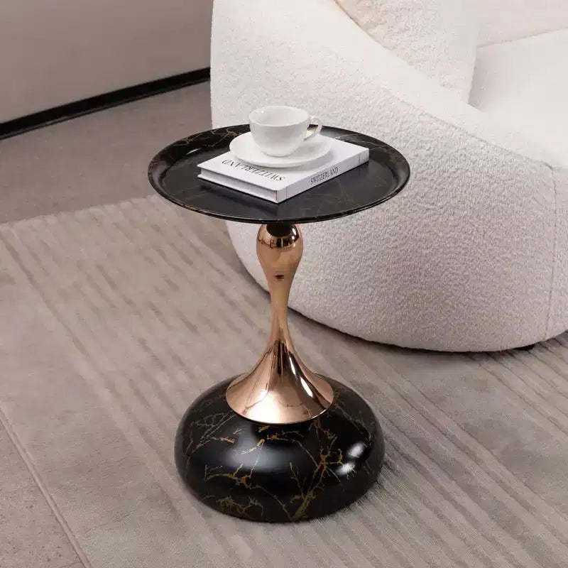Fun little toys brand Mermaid Tail End Coffee Table Round Side Table, Modern Metal Pedestal Table, Minimalist Accent Table for Small Spaces,