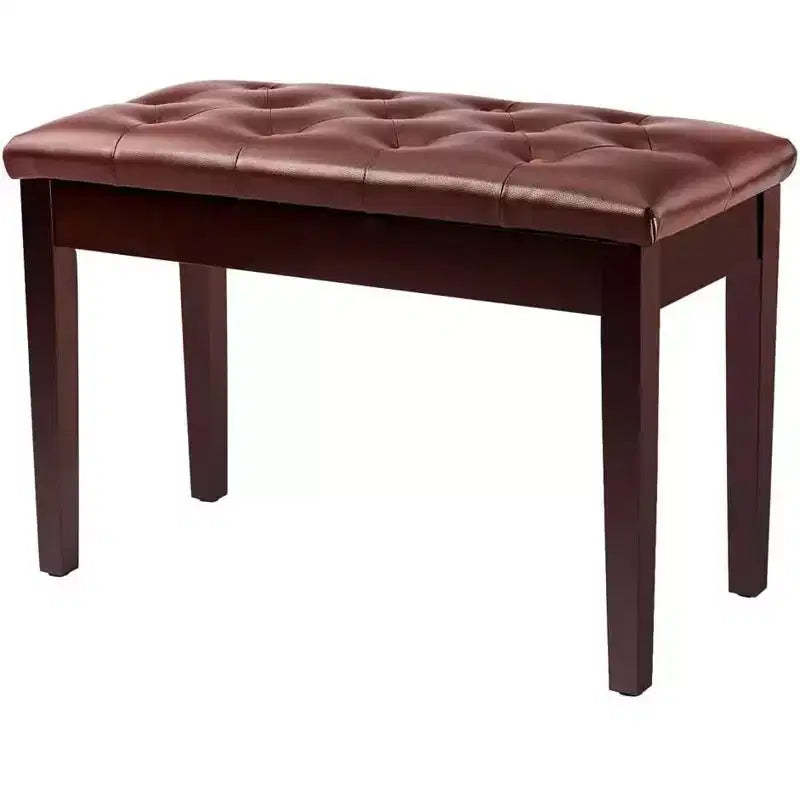 Brown Button-Top Piano Bench With Storage